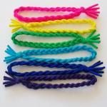 6 Hair Ties, Braided Rainbow Bungee Bands By Lucky..