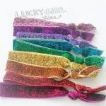 9 Hair Ties, Rainbow Sparkle By Lucky Girl