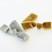 2 Glitter Hair Ties, Silver and Gold by Lucky Girl