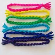 6 Hair Ties, Braided Rainbow Bungee Bands by Lucky Girl
