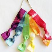6 Tie Dye Hair Ties, The Rainbow Set by Lucky Girl