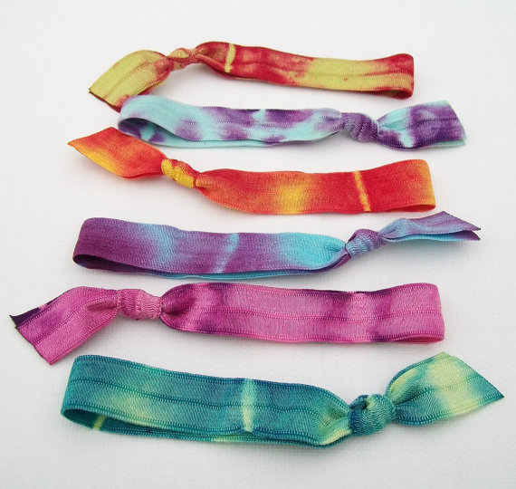 6 Tie Dye Hair Ties By Lucky Girl