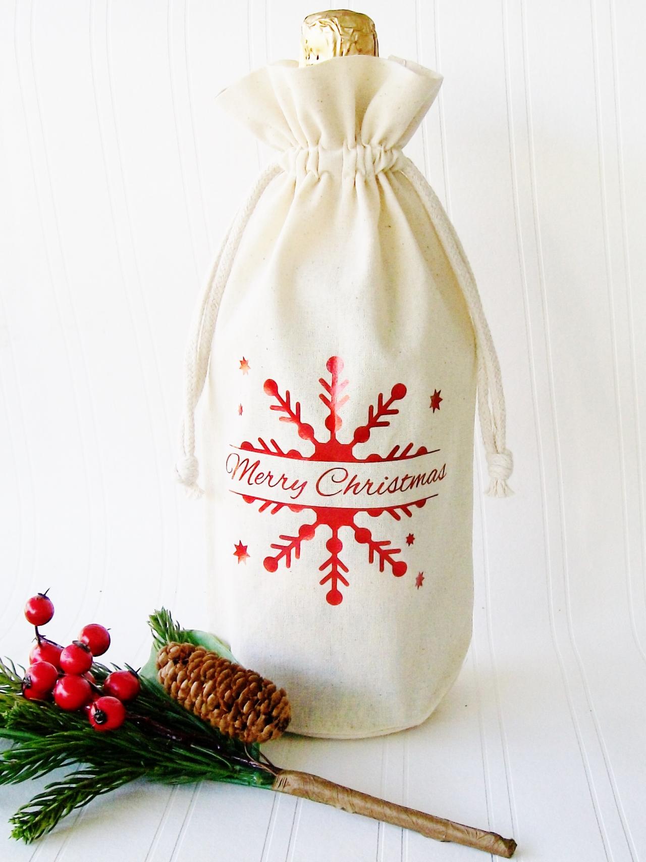 Christmas Wine Bag, Personalized Wine Bag, Happy Hanukkah Wine Bag, Hostess Gift, Business Gift, Wine Bag, Jute Wine Bag, Custom Wine Bag,